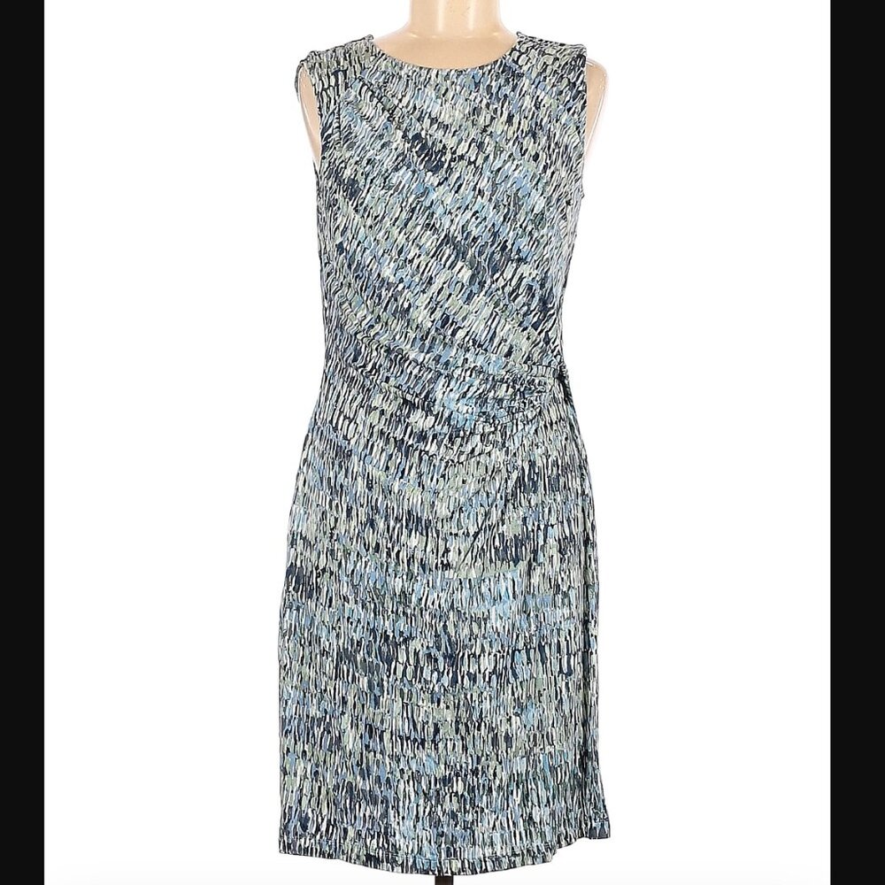 Nic + Zoe ruched twist sheath dress print, jersey sleeveless dress, medium